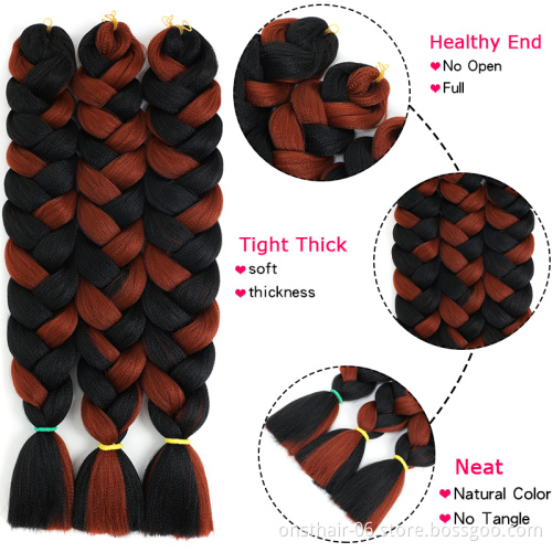 Onst Kanekalons Jumbo Braid Hair Ultra Box Braid Hair Extension Synthetic Crochet Braiding Wick Hair X Pression 165g 82 Inches